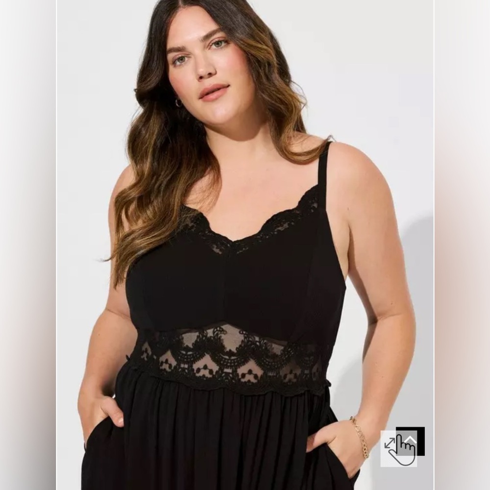 NWT Torrid Black Lace Inset Maxi Dress - Picture 2 of 5
